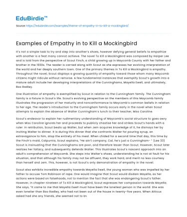 Examples of Empathy in to Kill a Mockingbird