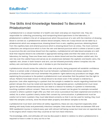 The Skills And Knowledge Needed To Become A Phlebotomist