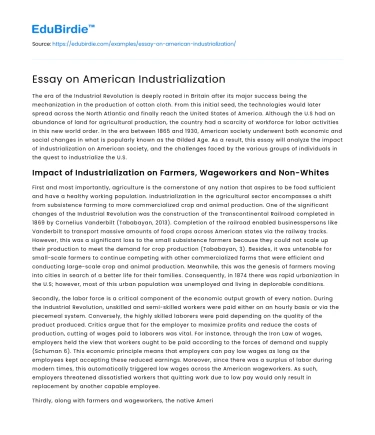 Essay on American Industrialization