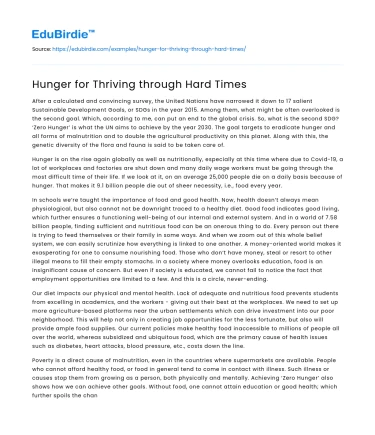 Hunger for Thriving through Hard Times