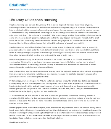 Life Story Of Stephen Hawking
