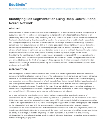 Identifying Salt Segmentation Using Deep Convolutional Neural Network