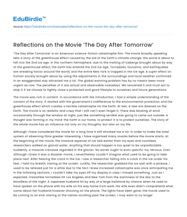 Reflections on the Movie ‘The Day After Tomorrow’