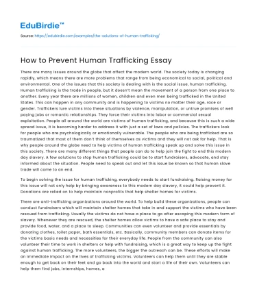 How to Prevent Human Trafficking Essay