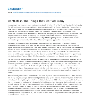 Conflicts in ‘The Things They Carried’ Essay