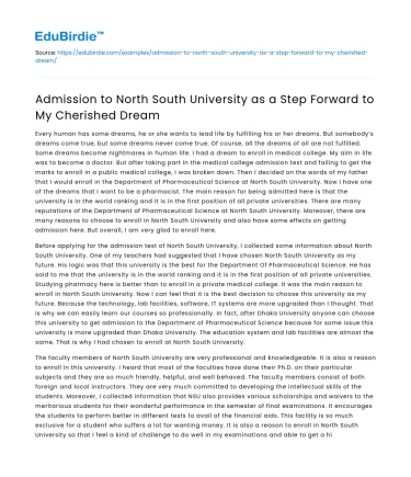 NSU Admission: A Step Toward My Dream