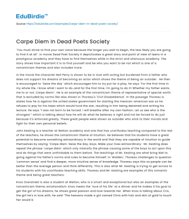 Carpe Diem In Dead Poets Society