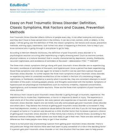 Understanding PTSD: Symptoms, Risks, Causes, Prevention