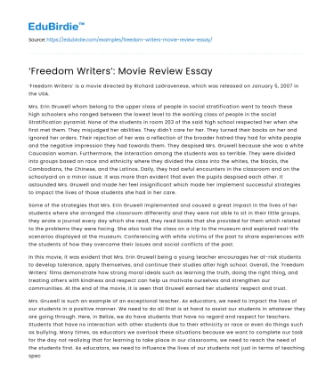 ‘Freedom Writers’: Movie Review Essay