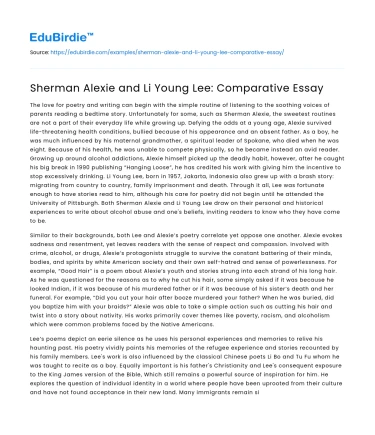 Sherman Alexie and Li Young Lee: Comparative Essay