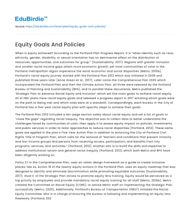 Equity Goals And Policies