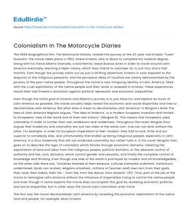 Colonialism In The Motorcycle Diaries