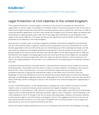 Legal Protection of Civil Liberties in the United Kingdom