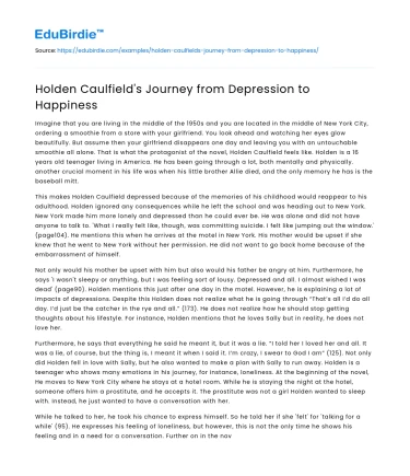 Holden Caulfield’s Journey from Depression to Happiness