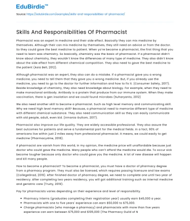The Role of Pharmacists: Skills and Responsibilities