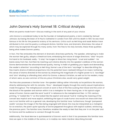 John Donne’s Holy Sonnet 18: Critical Analysis