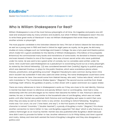 Who Is William Shakespeare For Real?