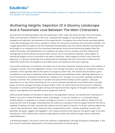 Wuthering Heights: Gloomy Landscape, Passionate Love