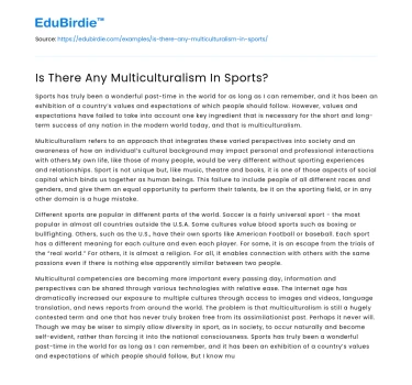 Multicultural Dynamics in Global Sports