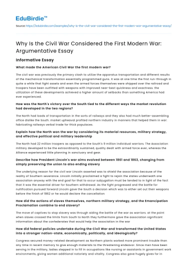 The Civil War: A Modern Warfare Milestone