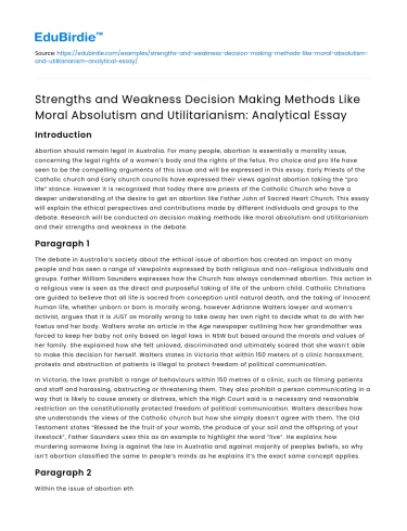 Analyzing Decision Making Methods: Strengths & Weaknesses