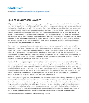 Epic of Gilgamesh Review