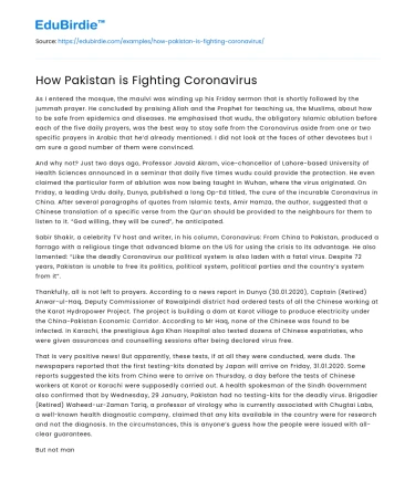 How Pakistan is Fighting Coronavirus