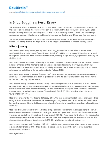 Is Bilbo Baggins a Hero: Essay