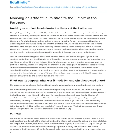 Moshing as Artifact: in Relation to the History of the Parthenon