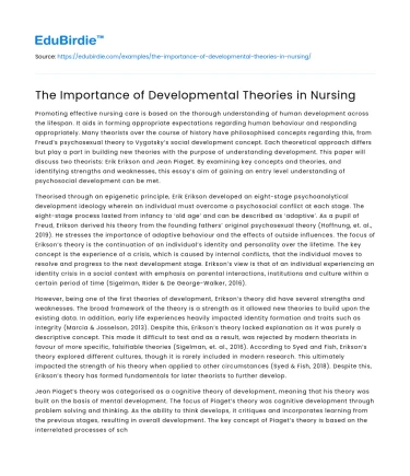 The Importance of Developmental Theories in Nursing