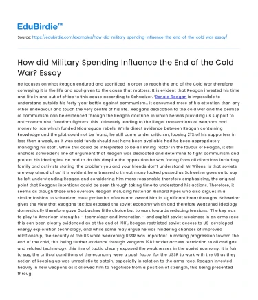 Military Spending and Its Role in Ending the Cold War