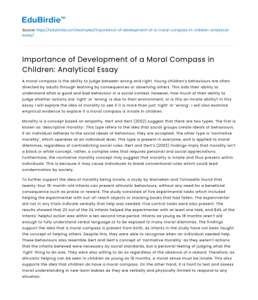 Moral Compass in Children: The Importance of Development