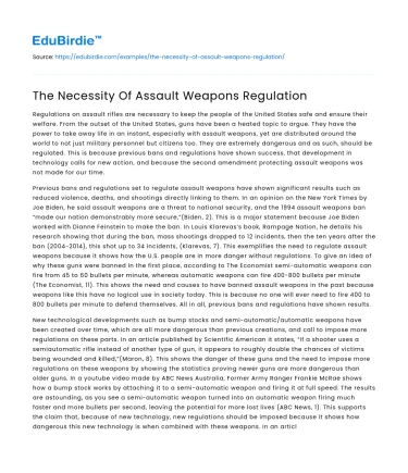 The Necessity Of Assault Weapons Regulation