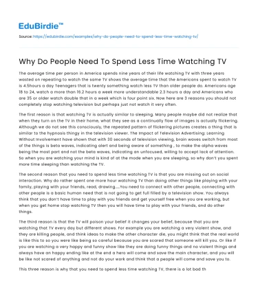 The Impact of Reduced TV Consumption on Well-being