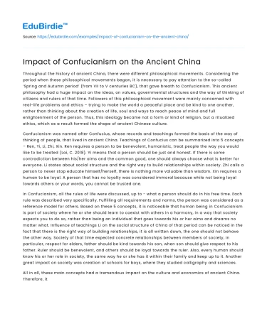 Impact of Confucianism on the Ancient China