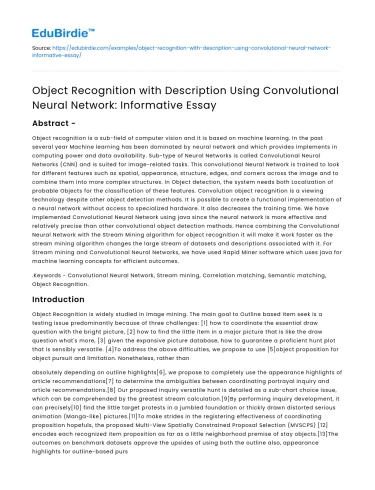 Object Recognition Using CNNs