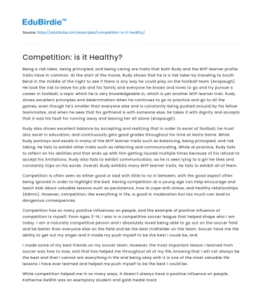 Competition: is it Healthy?