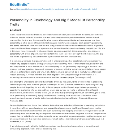 Personality In Psychology And Big 5 Model Of Personality Traits