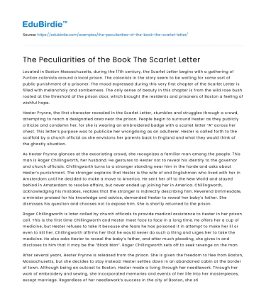 The Unique Characteristics of Hawthorne’s The Scarlet Letter