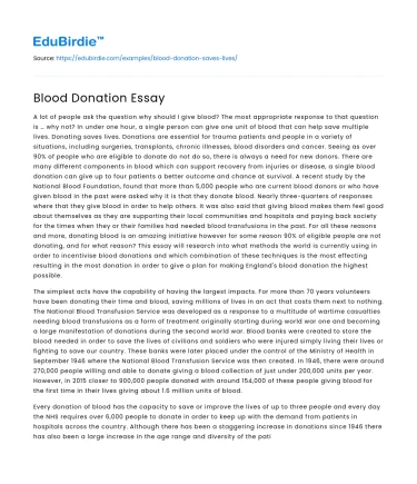 Blood Donation Essay