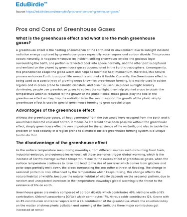Pros and Cons of Greenhouse Gases