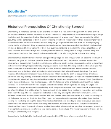 Historical Prerequisites Of Christianity Spread
