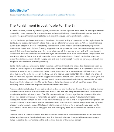 The Punishment Is Justifiable For The Sin