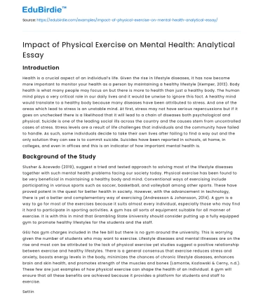 Impact of Physical Exercise on Mental Health: Analytical Essay