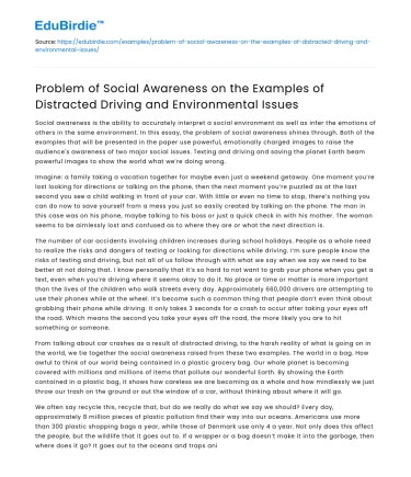 Social Awareness: Distracted Driving & Environmental Issues