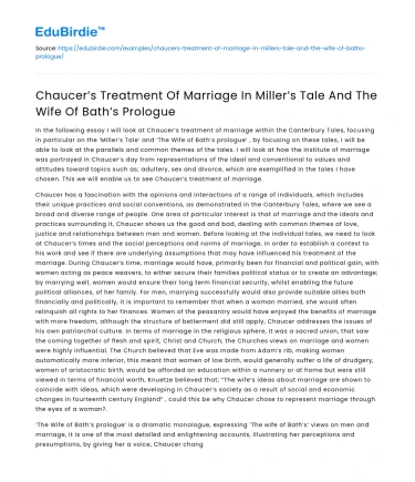 Chaucer’s Views on Marriage in Two Tales