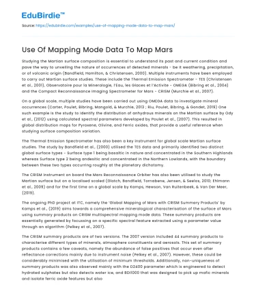 Use Of Mapping Mode Data To Map Mars