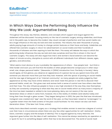 Impact of Performing Body on Perception