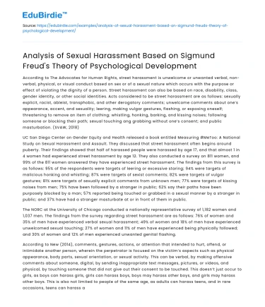Sexual Harassment Analysis Using Freud’s Theory