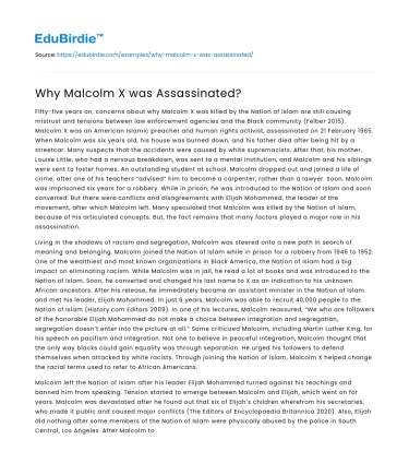 Why Malcolm X was Assassinated?